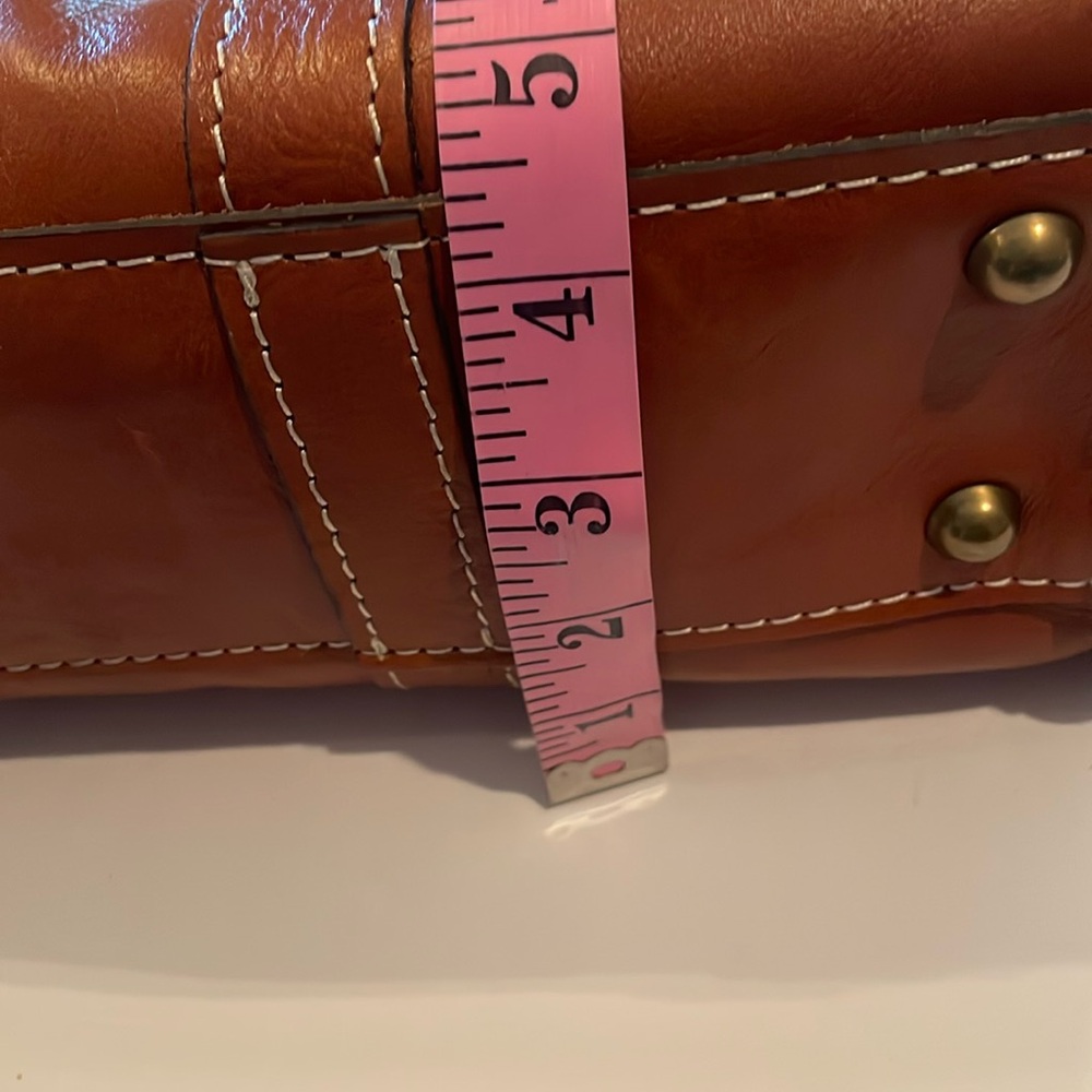 Patricia Nash Chic Brown Leather shoulder Satchel - Picture 10 of 16